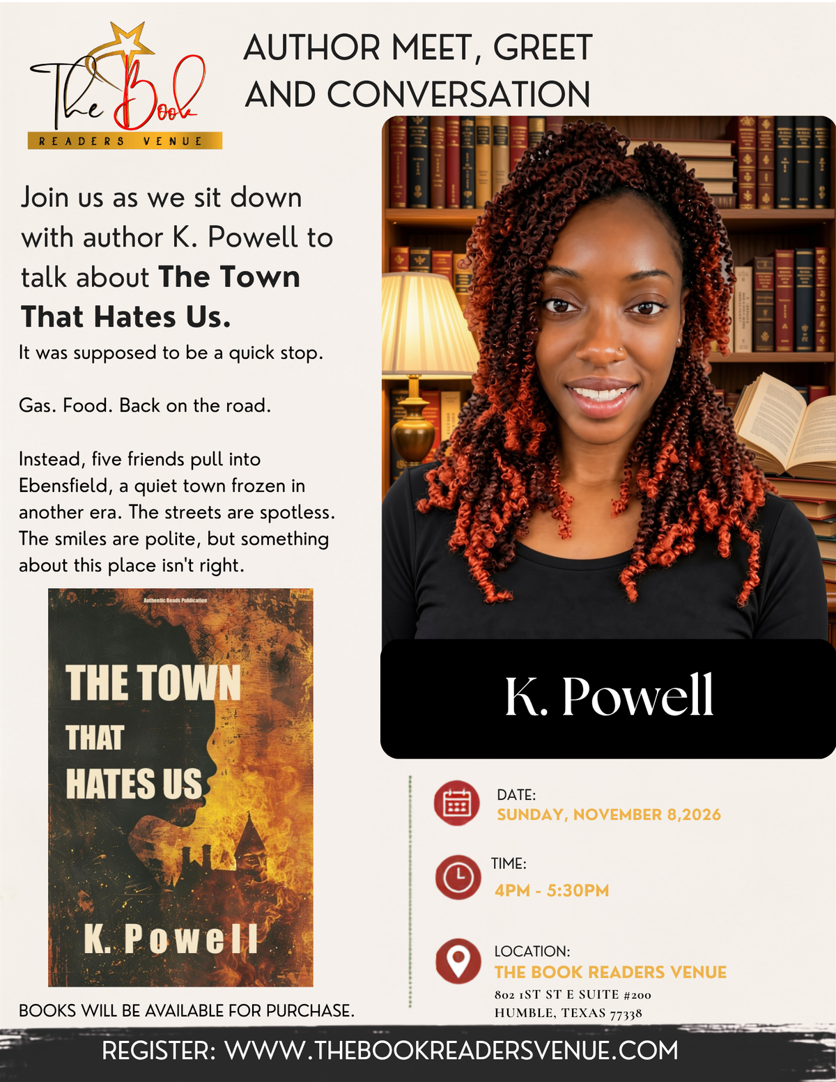 Meet and Greet with author K. Powell - Nov 7, 2026
