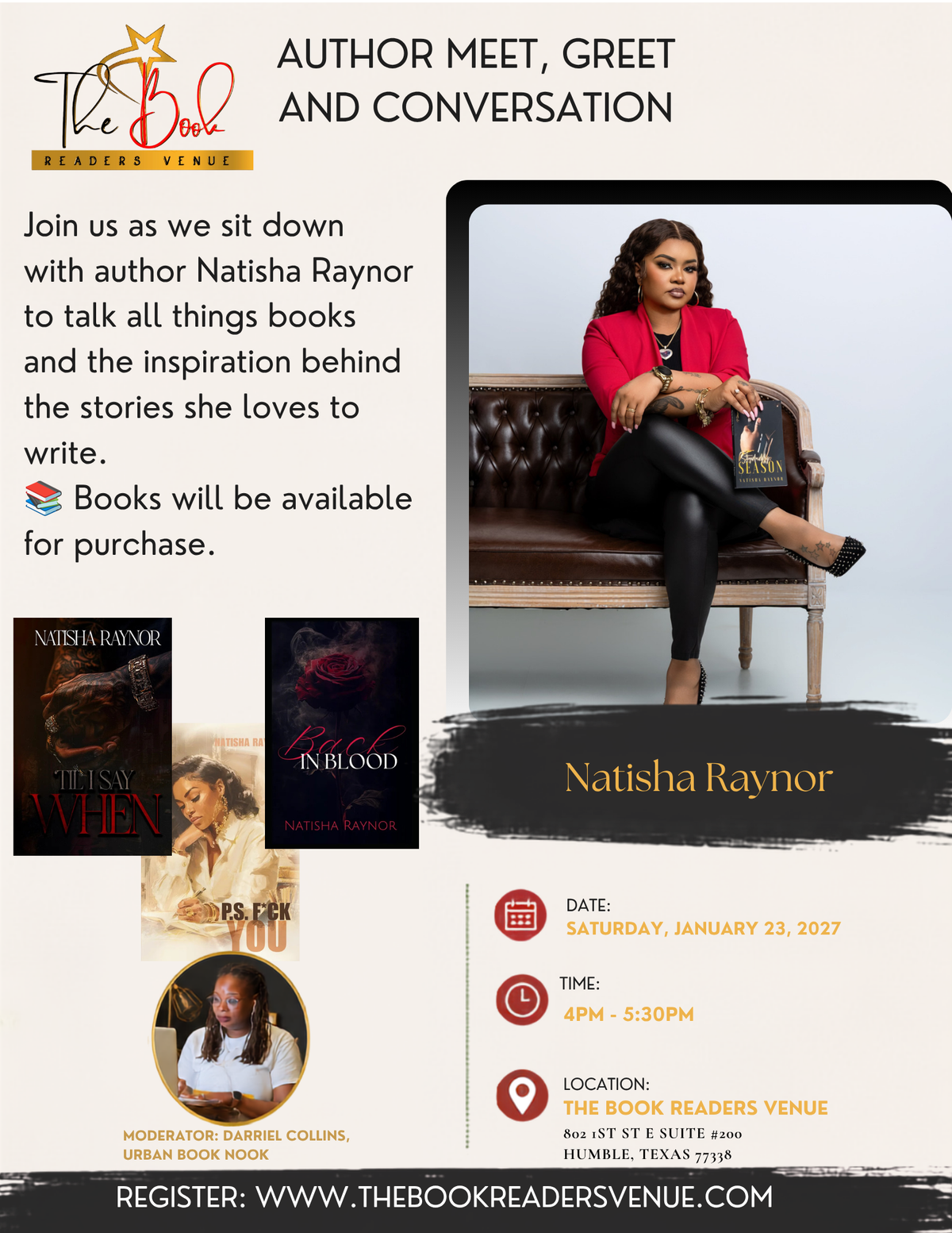 Meet and Greet with author Natisha Raynor: January 23, 2027